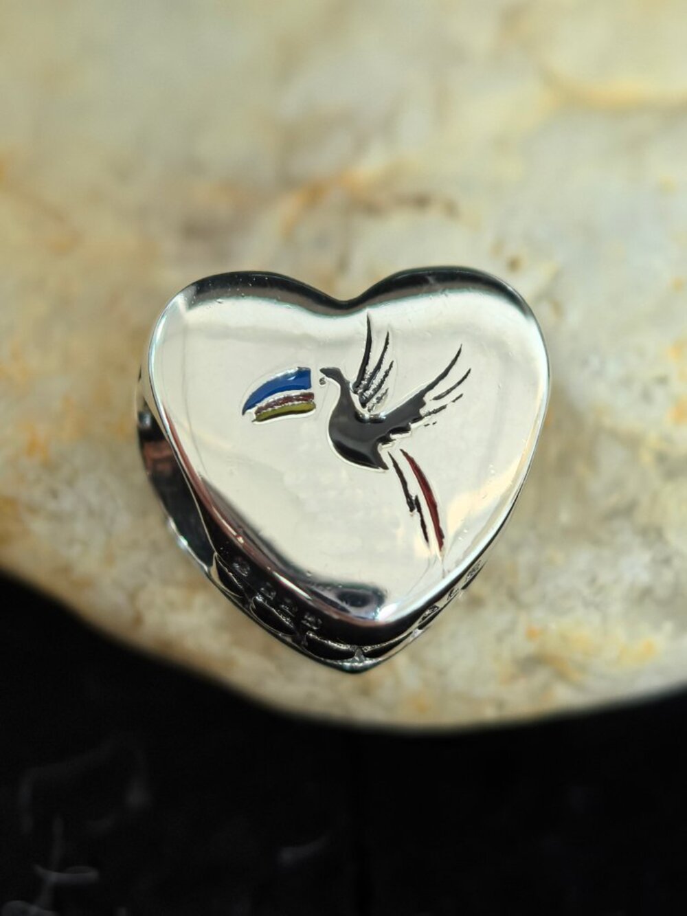 Pandora Belize Rainbow-billed Toucan Heart Bead Charm, S925 Silver (Women's)